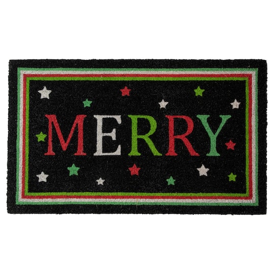 30" Black Coir Merry Christmas Doormat By Northlight | 18" x 30" | Michaels®
